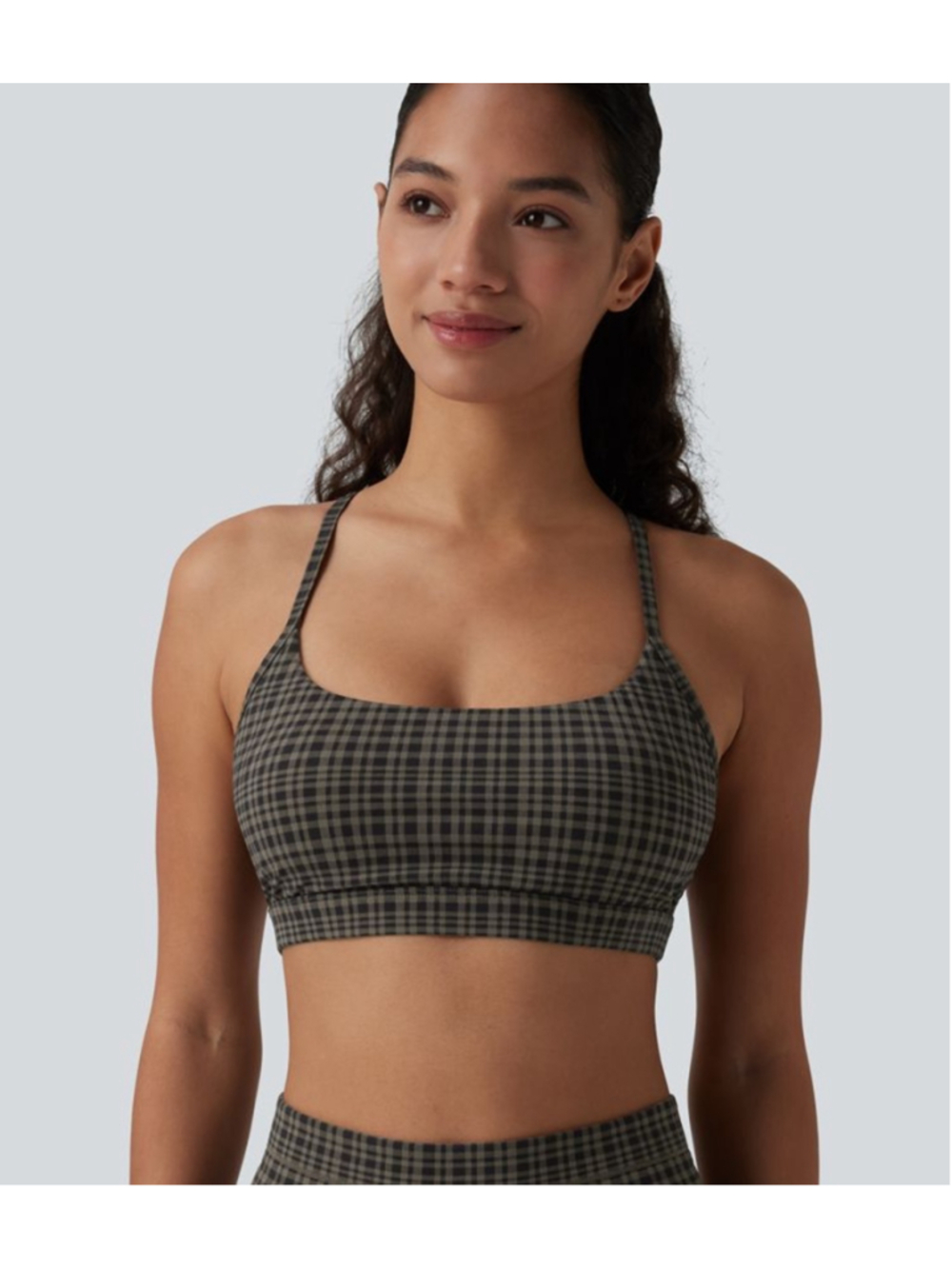 Halara UltraSculpt™ Plaid Print Low Support Yoga Sports Bra Women’s Size XL NWT